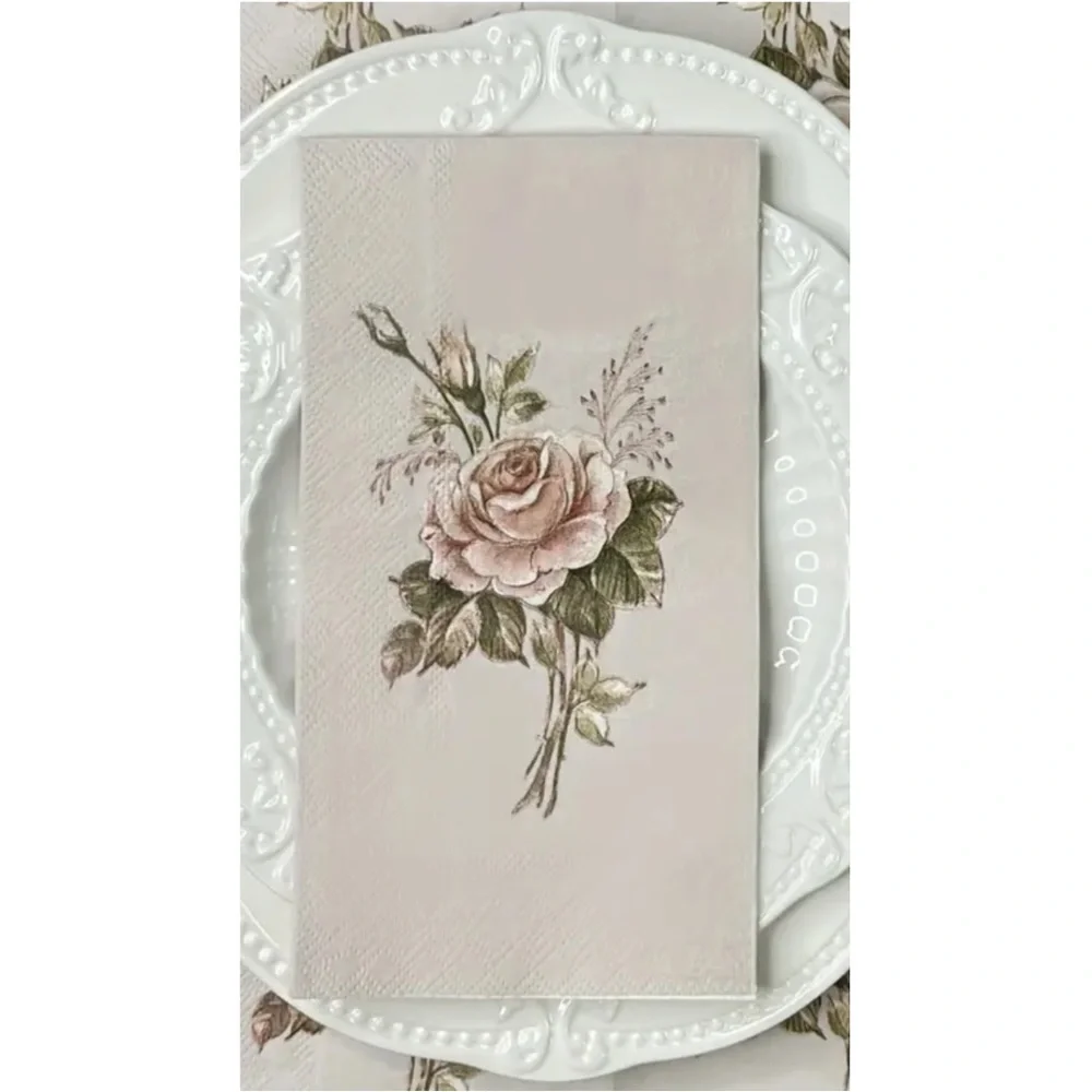 Vintage Rose Guest Towel Paper Napkins, 20 ct